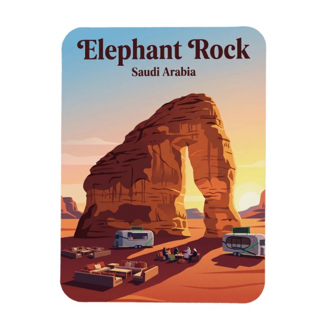 Jebel Al-Fil (Elefantklippan) Saudiarabien Magnet (Vertikal)