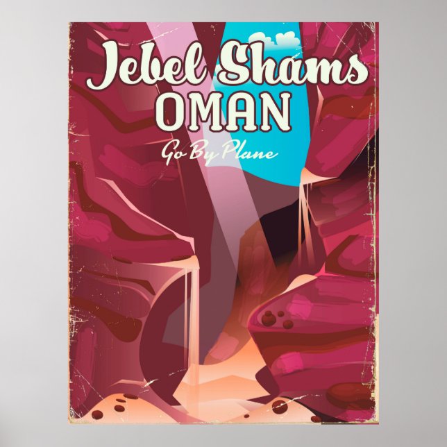 Jebel Shams, Oman vintage reseplakat. Poster (Framsidan)