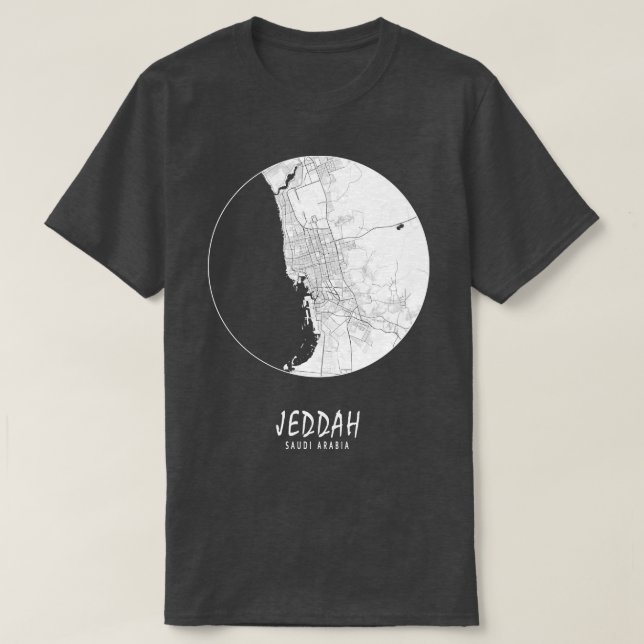 Jeddah Makkah Saudiarabien City Karta Full Moon T Shirt (Design framsida)