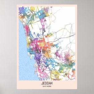 Jeddah Saudiarabien City Karta Poster