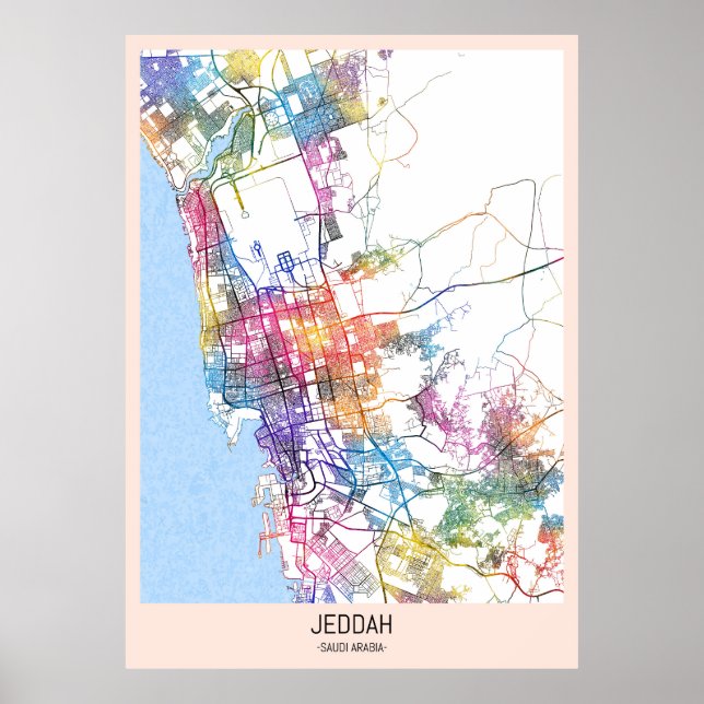 Jeddah Saudiarabien City Karta Poster (Framsidan)