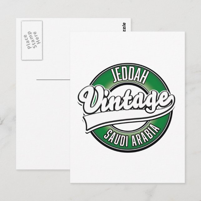 Jeddah Saudiarabien logotyp Vykort (Fram/baksida)