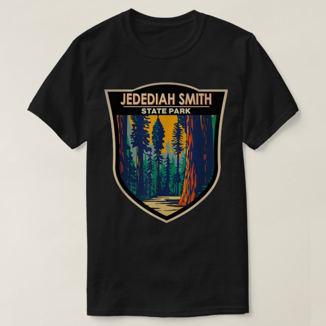 Jedediah Smith Redwood State Park California Badg T Shirt (Design framsida)