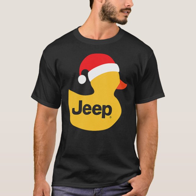 Jeep Holiday Duck Red Santa Hat T Shirt (Framsida)