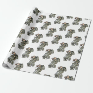 Jeep med 2 tecknadsoldater presentpapper