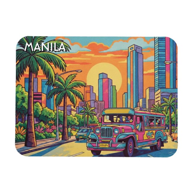 Jeepney i Manila Filippinerna Resa Magnet (Horisontell)