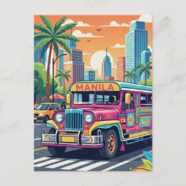 Jeepney i Manila Filippinerna Resa Vykort