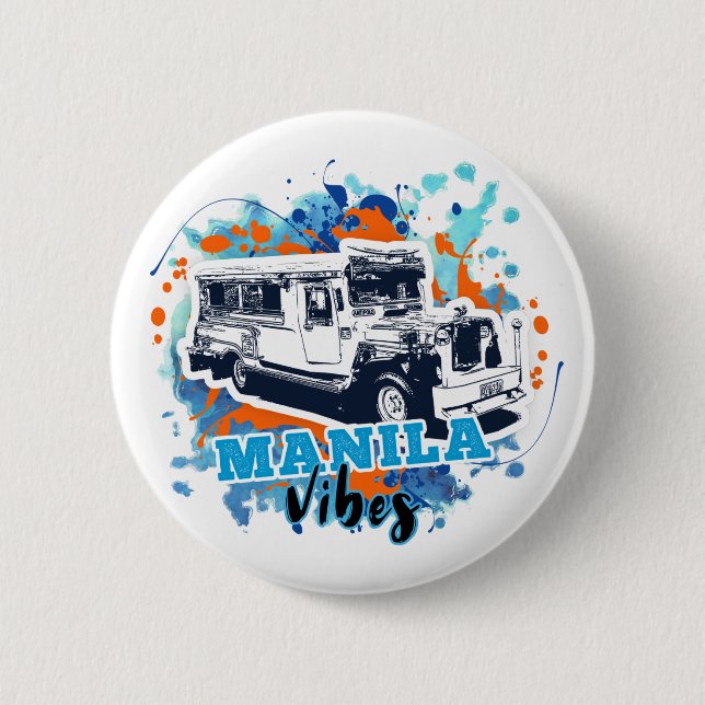 Jeepney Manila Vibes Blue Orange Knapp (Framsida)