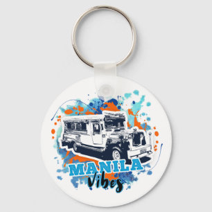 Jeepney Manila Vibes Blue Orange Nyckelring