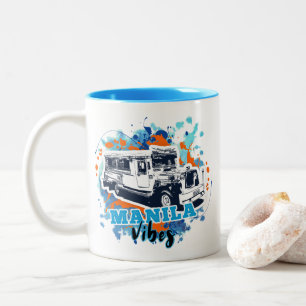 Jeepney Manila Vibes Blue Orange Två-Tonad Mugg
