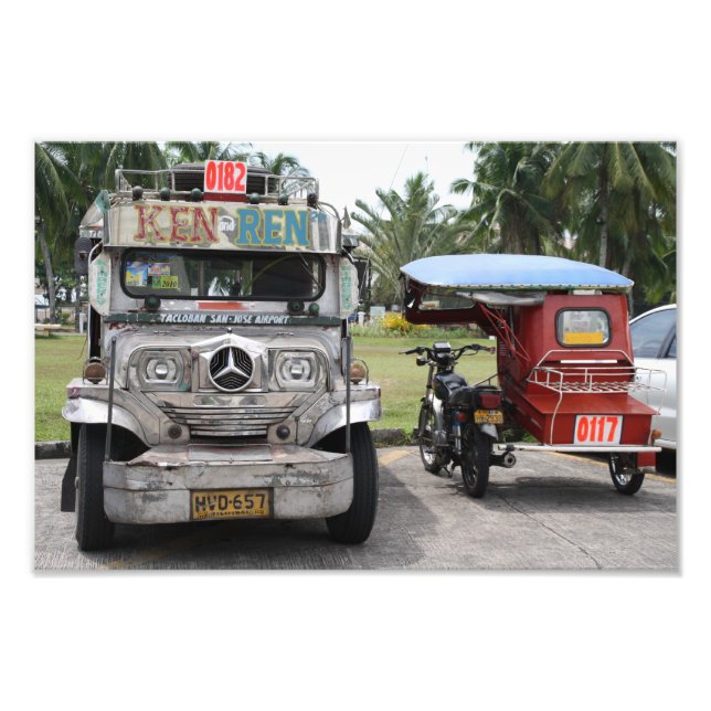 Jeepney och trehjuling fototryck (Framsidan)