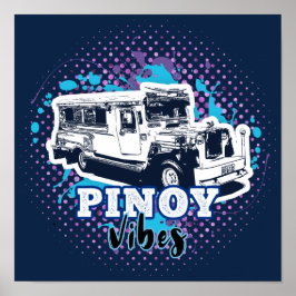 Jeepney Pinoy Vibes Blue Rosa Poster