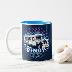 Jeepney Pinoy Vibes Blue Rosa Två-Tonad Mugg