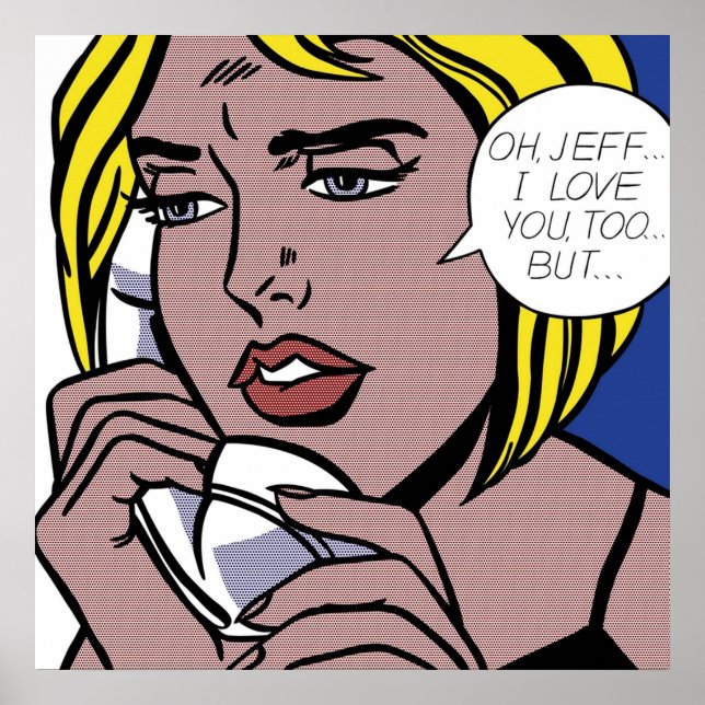 Jeff I Kärlek Du också, men av Roy Lichtenstein Poster (Framsidan)