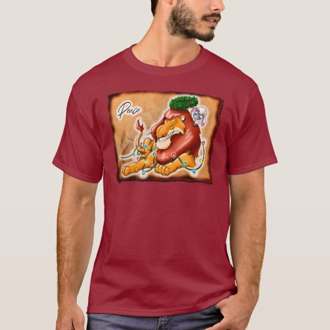 Jeff Willis Art lejon OCH LAMB PEACE T Shirt (Framsida)