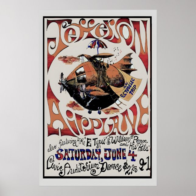 Jefferson Air Plane 1966 Konsert Affisch Tryck 1 (Framsidan)