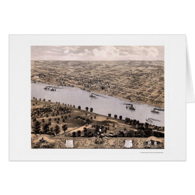 Jefferson City panorama- karta för MO - 1869 Hälsningskort (Framsidan Horizontal)