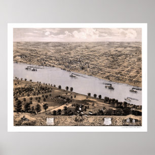 Jefferson City panorama- karta för MO - 1869 Poster