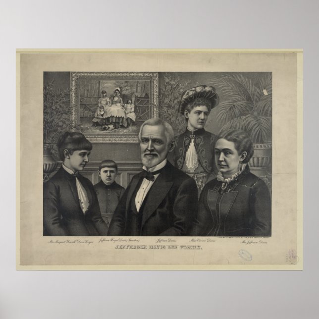 Jefferson Davis och Family Lithograph Print Poster (Framsidan)