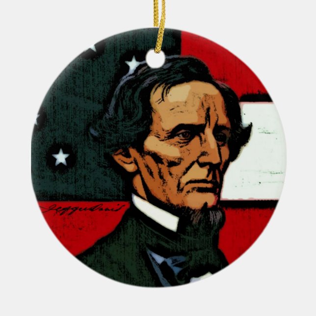 Jefferson Davis, president av Confederacyen Julgransprydnad Keramik (Framsidan)