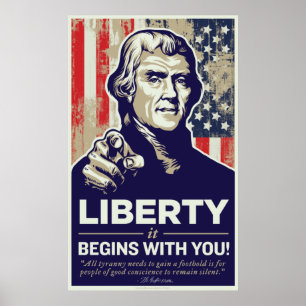 Jefferson frihet börjar med dig trycket poster