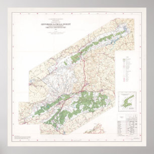 Jefferson National Forest Karta (1983)  Poster