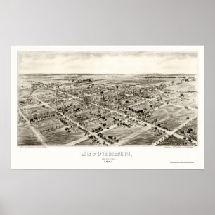 Jefferson, OH Panoramic Karta - 1901 Poster