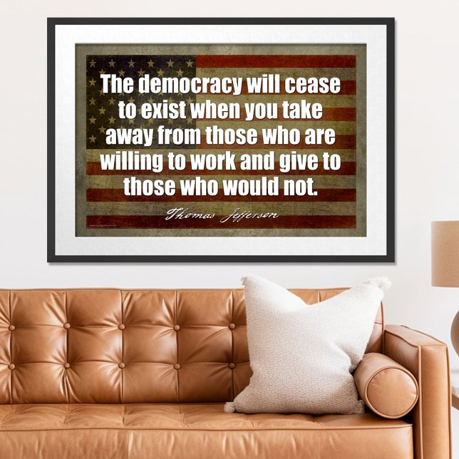 Jefferson Poster: demokratin kommer att upphöra Poster (Patriotic Poster)