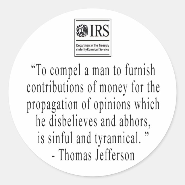 Jefferson Quote-dekal Runt Klistermärke (Framsida)