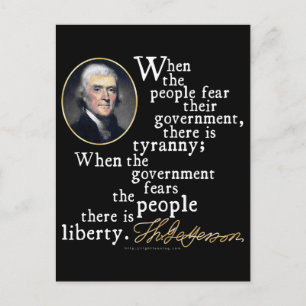 Jefferson Tyranny-Frihet citationstecken Vykort