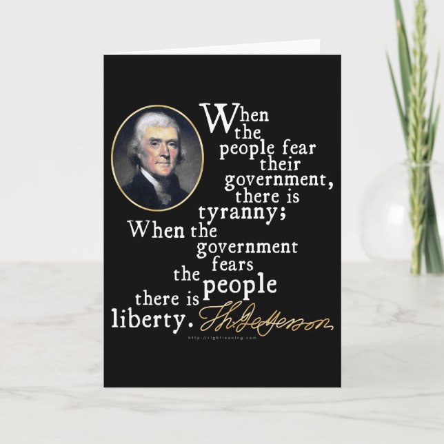 Jefferson Tyranny-Liberty Quote Kort (Framsida)