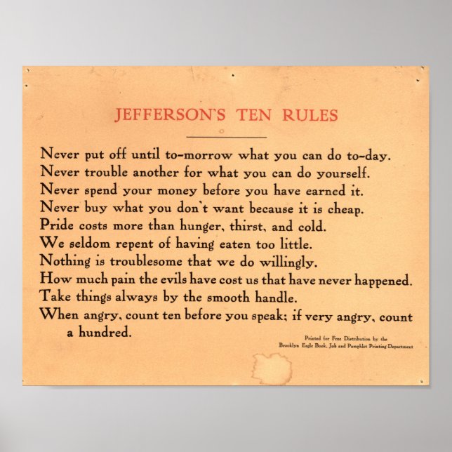 Jefferson's Ten Regler Poster (Framsidan)