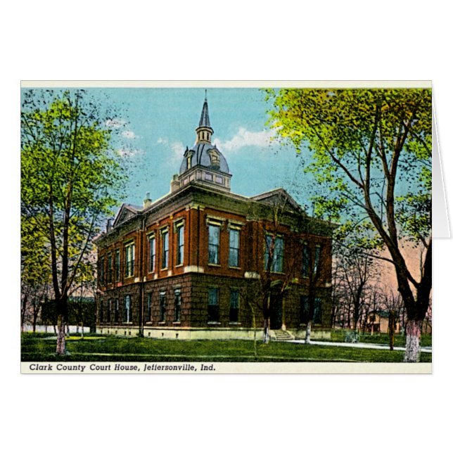 Jeffersonville Indiana Clark Co domstol 1910 Hälsningskort (Framsidan Horizontal)