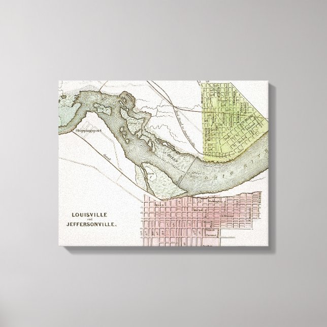JEFFERSONVILLE, INDIANA: KARTA CANVASTRYCK (Framsida)