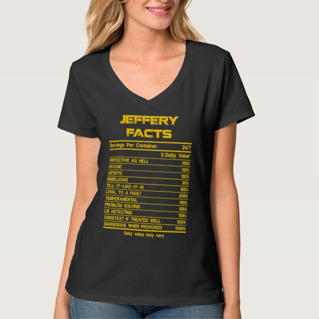 JEFFERY facts servings nutrion daily value fathers T Shirt (Framsida)