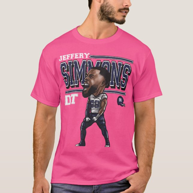 Jeffery Simmons Tennessee Tecknad T Shirt (Framsida)
