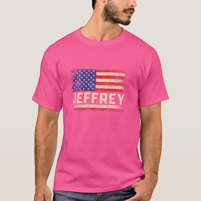 Jeffrey First Namn Shirt Jeffrey Namn American Fla T Shirt (Framsida)