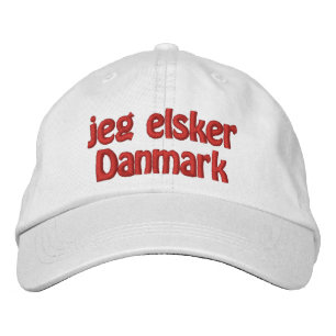 Jeg Elsker Danmark Broderad Keps