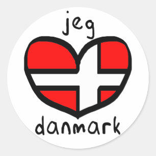 Jeg Elsker Danmark Runt Klistermärke