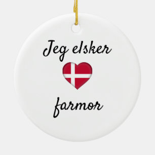 Jeg elsker farmor julgransprydnad keramik
