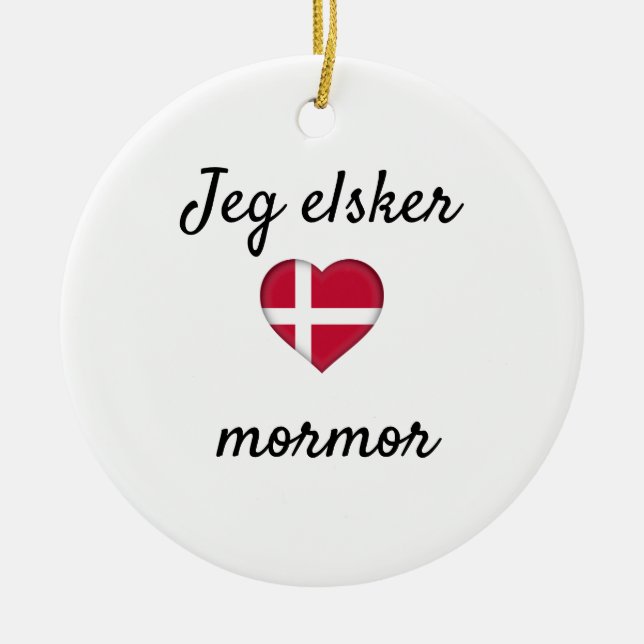 Jeg elsker mormor julgransprydnad keramik (Framsidan)