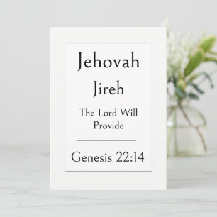 Jehovah Jireh, Guds namn, Uppmuntrande Skrift Inbjudningar