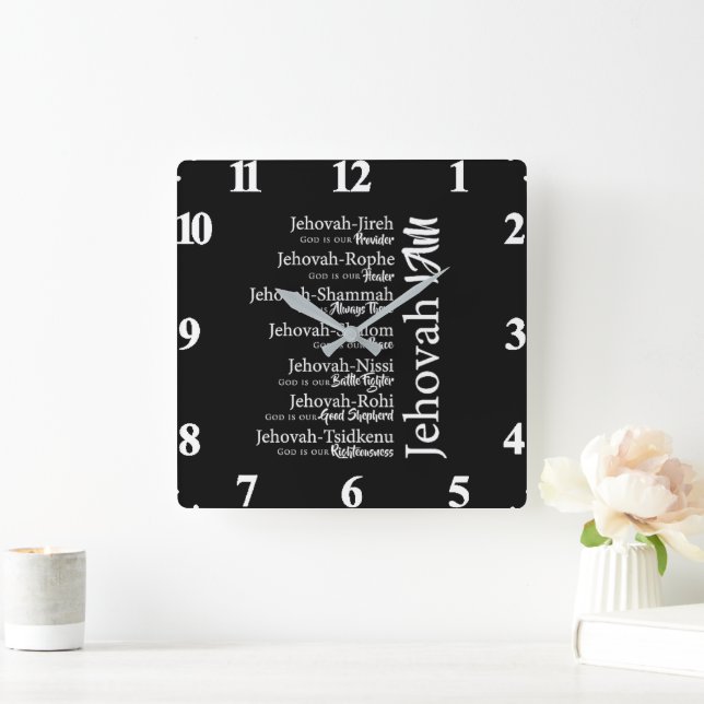 Jehovah namn fyrkantig klocka (Hem)