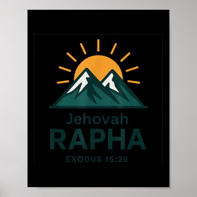 Jehovah Rapha Kristet Tro Berg Bibelvers Poster (Framsidan)