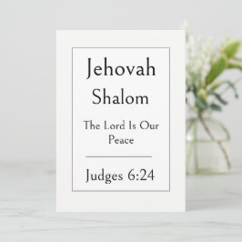 Jehovah Shalom, Guds namn, Uppmuntrande Skrift Inbjudningar