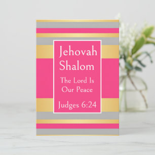 Jehovah Shalom, Guld Grå Hetrosa Ränder Kort