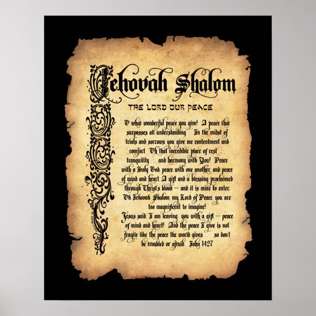 Jehovah Shalom, Lord our Peace: Guds Namn Poster (Framsidan)
