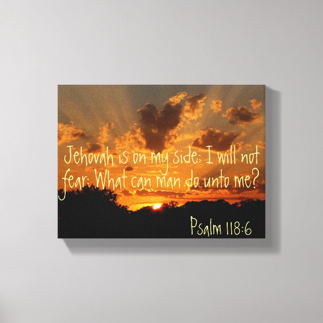 Jehovah står på min sida och solnedgången Psalm bi Canvastryck (Framsida)