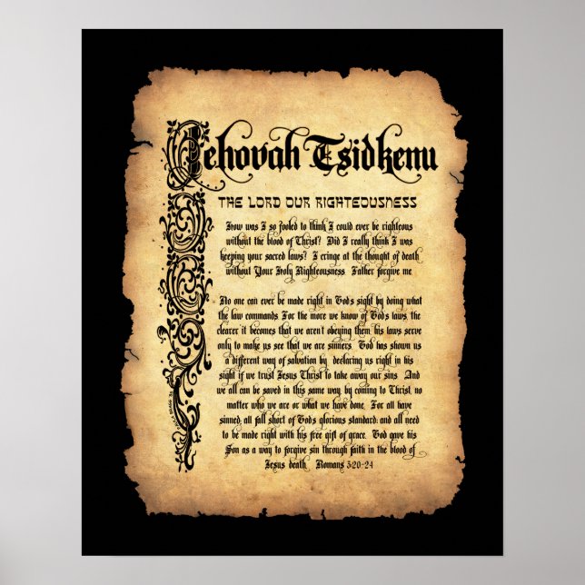 Jehovah Tsidkenu, Lord Righteness: Guds Namn Poster (Framsidan)