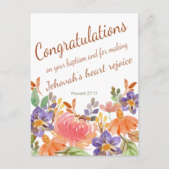 Jehovah Witness JW Baptism Gifts Vykort (Framsida)